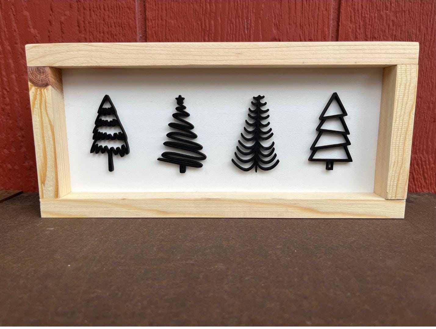 Christmas Tree Small Framed Wooden Sign