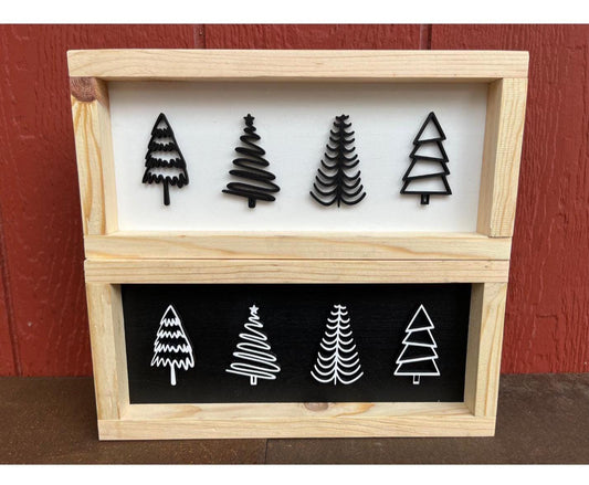 Christmas Tree Small Framed Wooden Sign