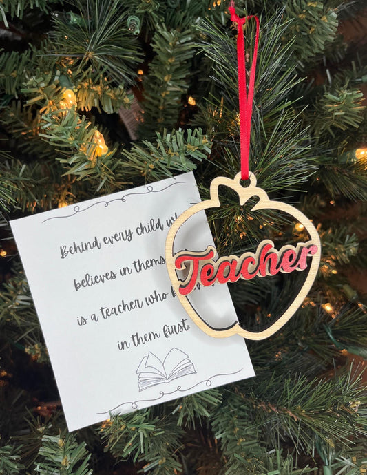 Sentimental Teacher Ornament | Christmas Gift | Wooden Holiday Present From Students