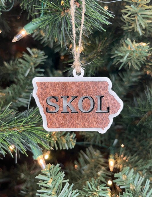 Skol Vikings Iowa Wooden Ornament | Christmas Football Fan Gift