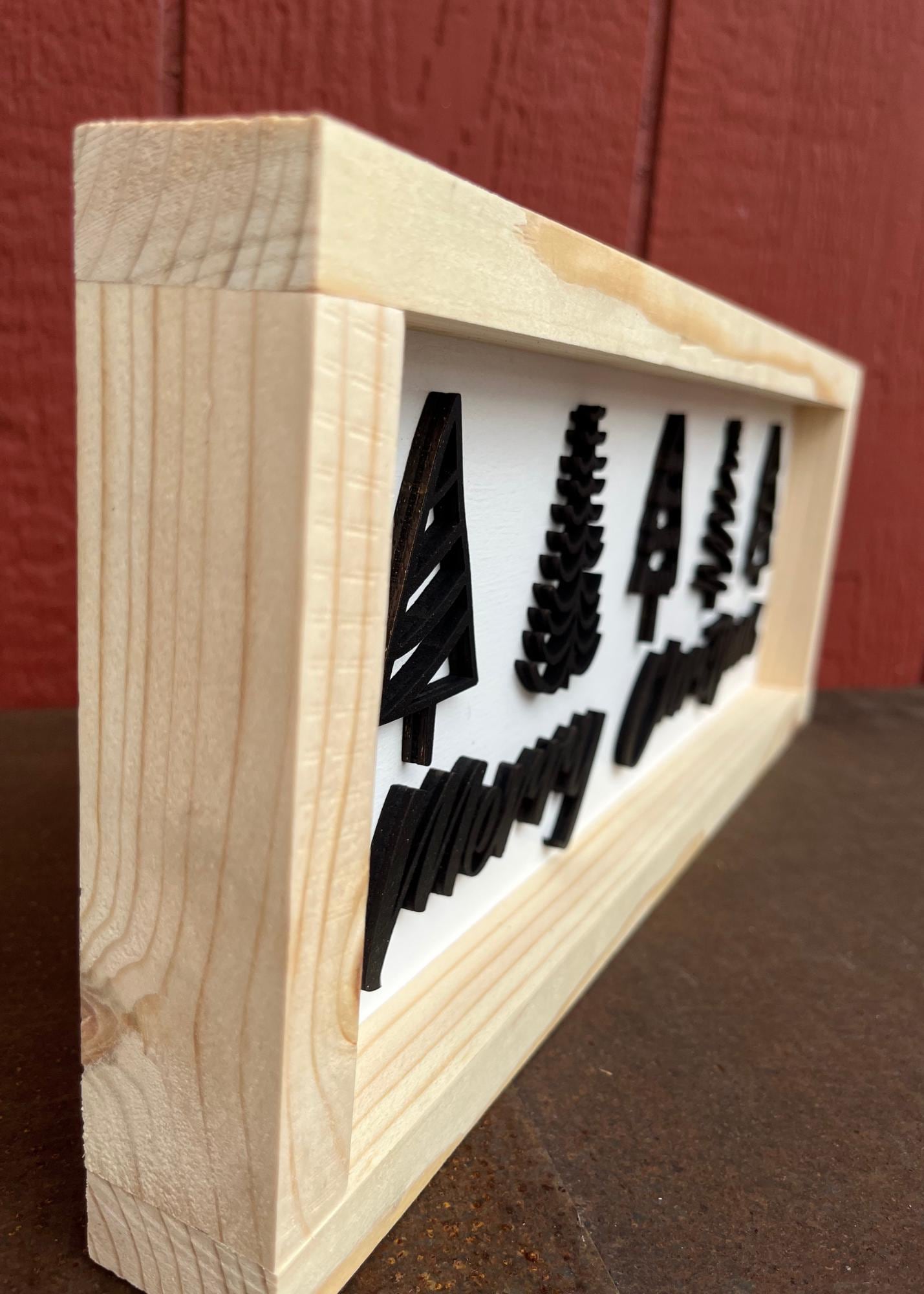 Framed Wooden Merry Christmas Tree Sign