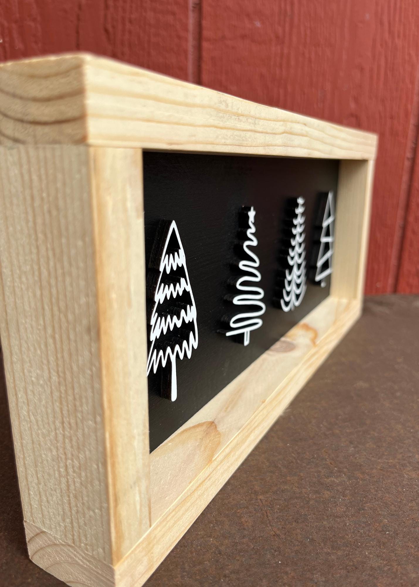 Christmas Tree Small Framed Wooden Sign