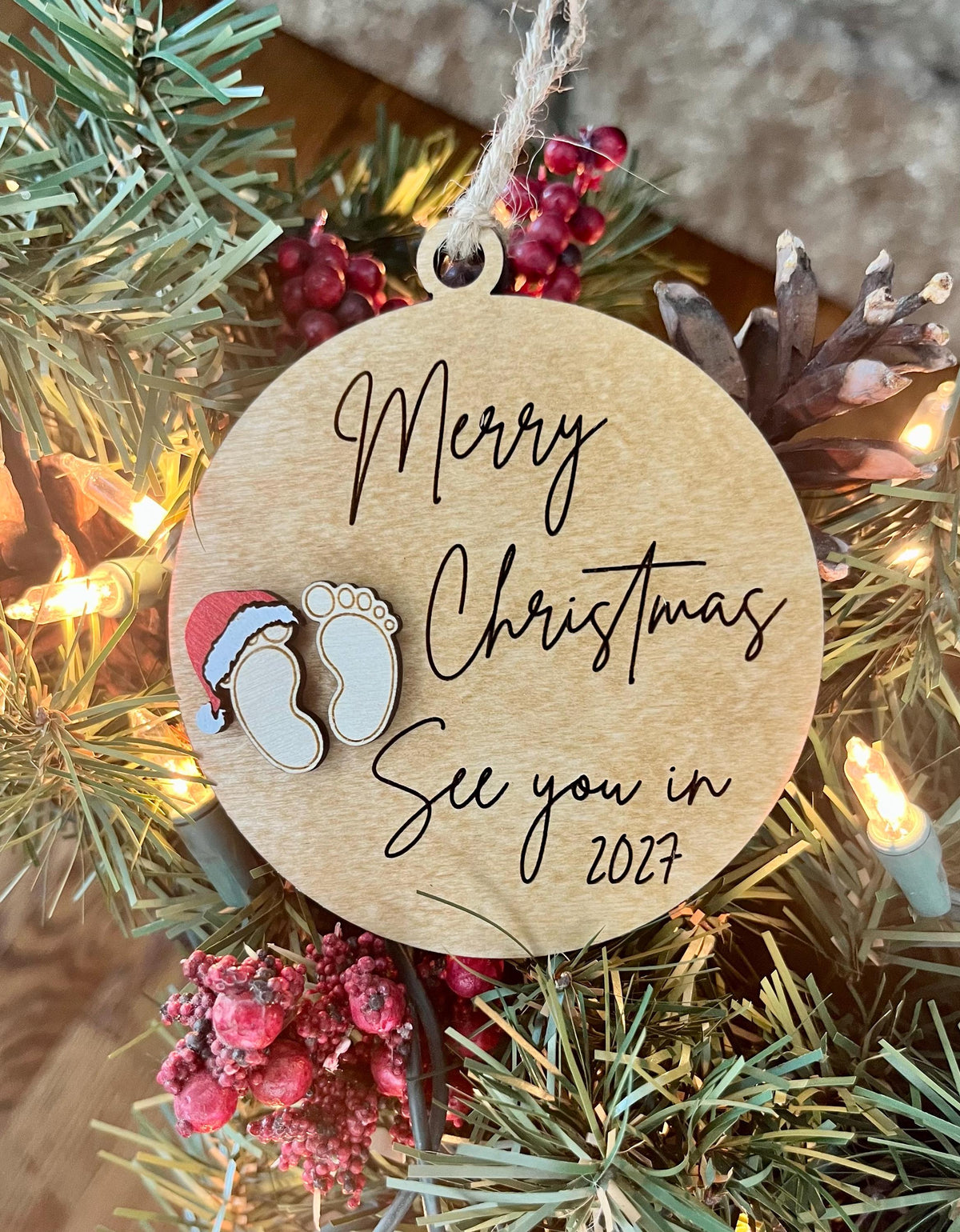 Baby Announcement Ornament | Merry Christmas See You in 2027 | Baby First Christmas 2026 | Grandparents Gift | Expecting Baby Gift