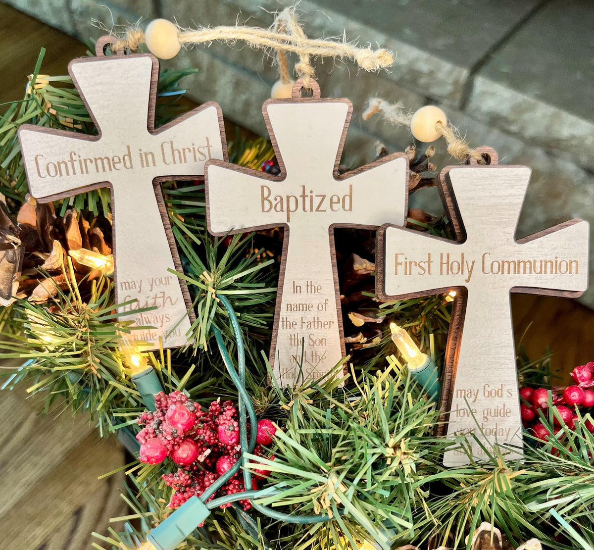 Cross Ornaments | Baptism Gift | Sentimental Communion Present | Confirmation Holiday